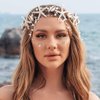 Catery Starfish Headband Seashell Bridal Headband Sea Star Headpiece Hairpiece Pearl Braid Shell Head Hoop Beach Wedding Hair Accessories for Women and Girls