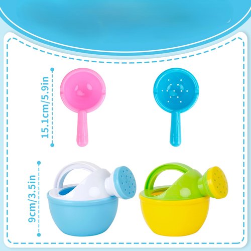 Bath Toys for Kids Ages 3+, Kids Bathtub Toys Water Toys Swimming Pool Toys, Kids Small Watering Can Bath Toys with 2 Bathing Spoons, 3 Pack Shower Toys for Kids Bath Time Fun (Green)
