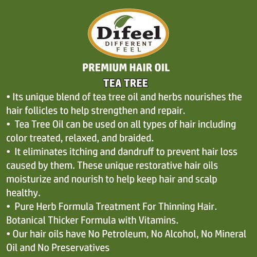Difeel Premium Natural Hair Oil - Tea Tree Oil for Dry Scalp 2.5 Ounce