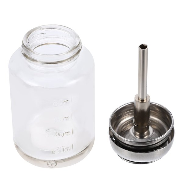 Artibetter Clear Glass Press Bottle Push Down Dispenser Pump Bottle with Metal Cap and Measuring Scales for Storing Nail Polish Remover and Makeup Remover 3.5/ 100ml