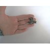 Small mini silver metal gray blue three flower crystal hair claw bridal clip