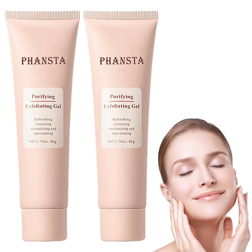 2PCS Quarxery Purifying Exfoliating Gel, Facial Exfoliator Cleanser, Exfoliating Face Scrub, Exfoliating Gel Scrub for Face, Gentle Exfoliating Facial Cleanser for All Skin Types, Cleans Dirt & Oils