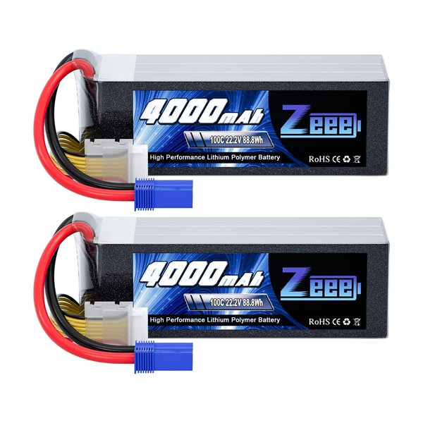 Zeee 6S Lipo Battery 4000mAh 22.2V 100C with EC5 Connector Soft Pack Battery for RC Airplane Helicopter RC Car Truck Tank Drone Racing Hobby(2 Pack)