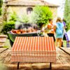 Gatherfun Disposable Paper Napkins 3-ply Orange and White Gingham Beverage Napkins for Dinner, Picnic, Birthday Party（6.5X6.5 in, 50-Pack)