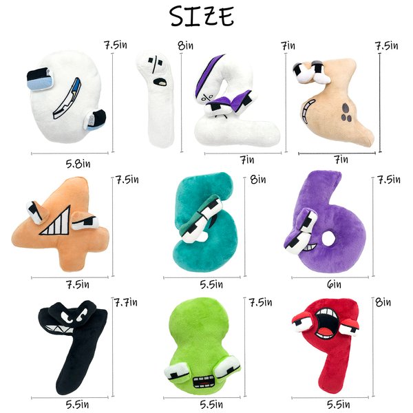 yohica 10PCS Nume Lore Plush Throw Pillow Plush Toy,Nume Plush 0-9 Stuffed Figure Doll for Kids and Adults,Birthday Choice for Fans Gifts