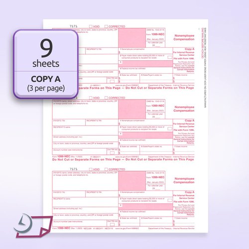 NextDayLabels 1099-NEC Forms for 2023, 4-Part Tax Forms, Vendor Kit of 25 Laser Forms and 25 Self-Seal Envelopes, Forms Designed for QuickBooks and Other Accounting Software