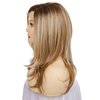 Onedor 18 Inch Kanekalon Futura Synthetic Hair 130% Density Straight Lace Front Side Part Long Wigs (Dark Natural Blonde Blended & Pale Golden Blonde with Dark Roots-OT8/386/624)