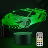 FlyonSea Race Car Gifts,Car Lamp Car Party Supplies 7 Color Changing Nightlight with Touch and Remote Control（Timer,Car Light Birthday Christmas Gift