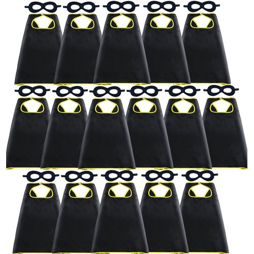 D.Q.Z Superhero-Capes and Masks for Kids Bulk 16 Sets Boys Girls Super Hero-Costumes-Toys Halloween Dress Up Party Favors (Black)