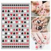 Poker Nail Art Stickers Decals 3D Card Nail Art Supplies Fashion Playing Cards Designer Nail Sticker Red Heart Diamond Spades Geometric Letter Nail Designs Sticker for Acrylic Nails (8 Sheets)