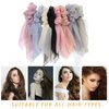 VALICLUD 8PCS Chiffon Hair Scarf Scrunchies Double Layer Bowknot Ponytail Holder Elastic Ribbon Hair Ties for Women Girls