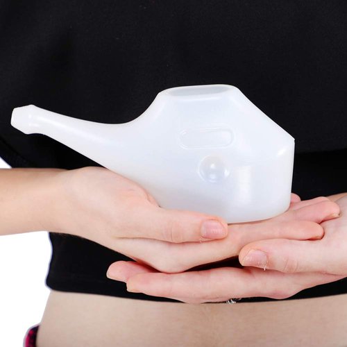 QwikFlo Light-Weight Neti Pot Sinus Rinse Kit- Compact Neti Pot for Kids and Adults - Travel Friendly Nose Wash Netty Pot - White