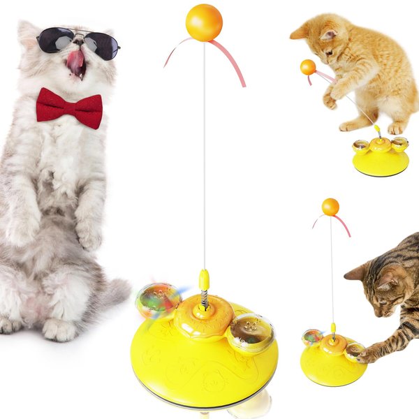 Interactive Cat Toy for Indoor Cats, Newest-Gen Cat Toys Feathers Wand, Rotating Interactive Cat Toy,Powerful Suction Cup Catnip Toy for Cats to Play with on Their Own,Cat Wand Toy for Indoor Cats