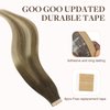 GOO GOO Tape in Hair Extensions Human Hair, 3/8/613 Balayage Walnut Brown to Ash Brown and Bleach Blonde, 18inch 50g 20pcs, Thick Ends Straight Seamless, Invisible Tape in Hair Extensions Human Hair
