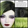 Half and Half Women's Green Wig Short Ombre Green Wig + Hairclip + Wig Cap, Short Curly Green Bob Wigs Women Girls Wave Wig Synthetic Fiber Hair Wigs for Cosplay Costume Party