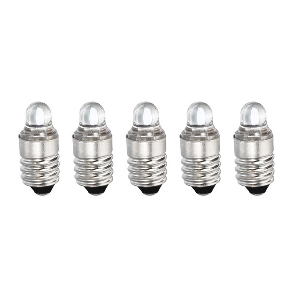MECCANIXITY E10 Screw Base LED Flashlight Bulbs DC 3V White Light Mini Lamps with Storage Box, 1 Set/5 Pack