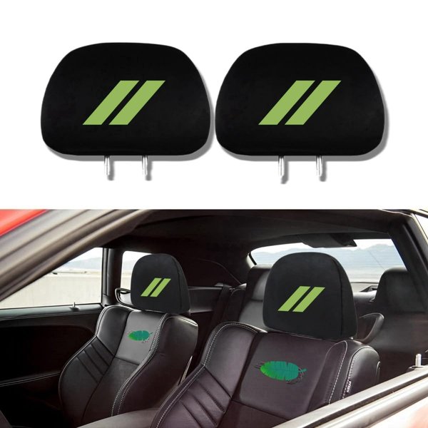 QOMAGO 2PCS Universal Car Headrest Covers Car Seat Head Rest Cover Protector Soft and Comfortable Compatible with Challenger Charger（Green）