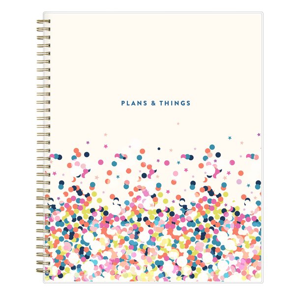 Blue Sky 2023-2024 Academic Year Weekly and Monthly Student Planner, 8.5" x 11", Flexible Cover, Wirebound, Star Confetti Bright (136609-A24)