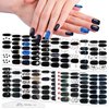 WOKOTO 20 Sheets 280 Pieces Black Nail Wraps Full Nail Stickers for Girls Women Gel Nail Strips Punk Style Self Adhesive Nail Polish Stickers Full Cover Nail Decals for Nails Nail Color Strips