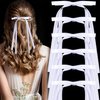 HINZIC 6PCS 4.4inch White Hair Bows Long Ribbon Satin Bow Hair Clips Barrettes Wedding Prom Engagement Halloween Decorative Hair Accessories for Teen Girl Women Bride Thin Hair