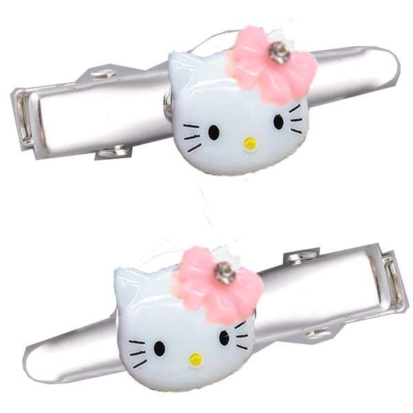 Handmade Bling for Your Hair by Villages Marketplace (Kitty with Rhinestone Silver Barrettes)
