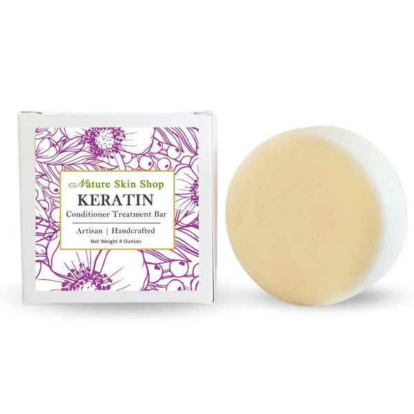 Nature Skin Shop Keratin Treatment Conditioner Bar, Intense Hair Solid Conditioner, All Hair Types including frizzy hair, Sulfate-Free, Vegan, Cruelty-Free & Travel Friendly, 4 Ounces