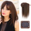 Uotp Synthetic Hair Crown Topper Closure Women Top Toupees Silky Straight Hair Topper Hairpieces Hair Bang with Clips Hair Extensions (14" Straight, Light Brown)