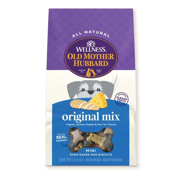 Old Mother Hubbard by Wellness Classic Original Mix Natural Dog Treats, Crunchy Oven-Baked Biscuits, Ideal for Training, Mini Size, 20 ounce bag