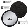 Zadro 3" Dia Compact Mirror & Tweezer Kit 12X Travel Magnifying Mirror 18 Strong Suction Cup Wall Mounted Makeup Mirror