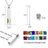 YOUFENG Urn Necklaces for Ashes Birthstone Cube Urns for Human Ashes Memorial Cremation Urn Locket Keepsake Ashes Jewelry (Silver - March)
