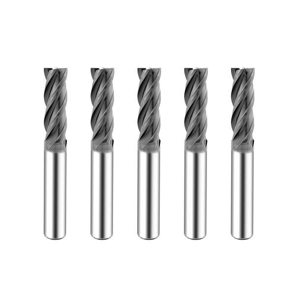 SPEED TIGER Micrograin Carbide Square End Mill - 4 Flute - ISE1/4"4T (5 Pieces, 1/4") - for Milling Alloy Steels, Hardened Steel, Metal & More – Mill Bits Sets for DIYers & Professionals