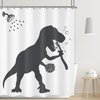 LGhtyro Funny Dinosaur Shower Curtain, Dino Shower Curtain for Kids Boy, 60Wx71H Inch Trex Raptor Silhouette, Black White Cartoon Animal Shadow Bathroom Accessories Art Home Decor