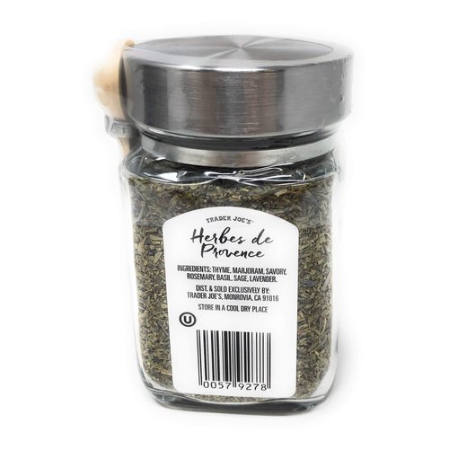 Trader Joe's Herbes de Provence Spice Mix Jar with Attached Spoon. 2.2 Oz.