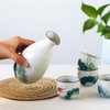 Sake Set 5 Pieces Traditional Japanese Sake Cup Set 4 Ochoko Cups 50ml and Tokkuri Bottle 350ml Hand Painted Design Porcelain Pottery Ceramic Cups Crafts Wine Glasses (Red Fish)