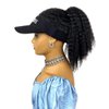 VAVANGA Hat Wig for Black Women - Black Hair with Hat Ponytail Wig Hat Baseball Cap Attached Hair Afro Kinky Yaki Hair Extensions Hat Wigs for Women(#1B, LD0315)