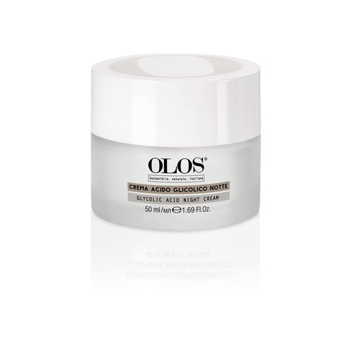 OLOS Glycolic Acid Night Cream - Intensive Night Cream with Shea Butter - Revitalizing and Renewing Skin - Deep Exfoliation Night Face Cream - 1.7 Oz