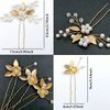 6 Pieces Bridal Wedding Hair Pins Gold Leaf Crystal Pearl Hair Pins Clips Headpiece Vintage Wedding Hair Accessories Jewelry with Rhinestone for Brides Bridesmaids Flower Girls (Elegant)