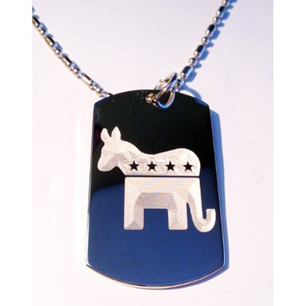 Republican Democrat Democratic Party Donkey Elephant Party Political Vote Election 2012 Logo Symbols - Military Dog Tag Luggage Tag Key Chain Keychain Metal Chain Necklace