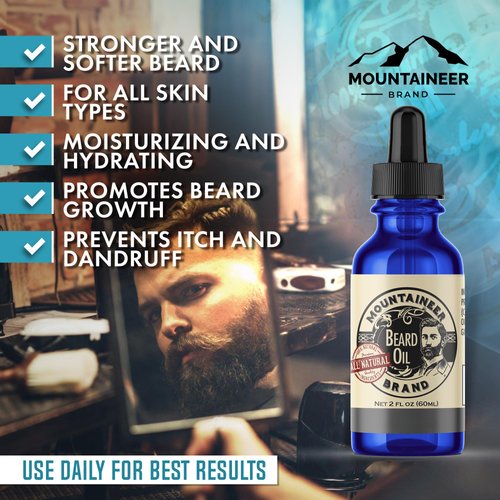 Mountaineer Brand Beard Oil - WV Lime & Sage Scent - 100% Natural Conditioner and Softener For Men - Hydrates and Moisturizes for Beard Growth - Treats Dry Itchy Beards - 2oz