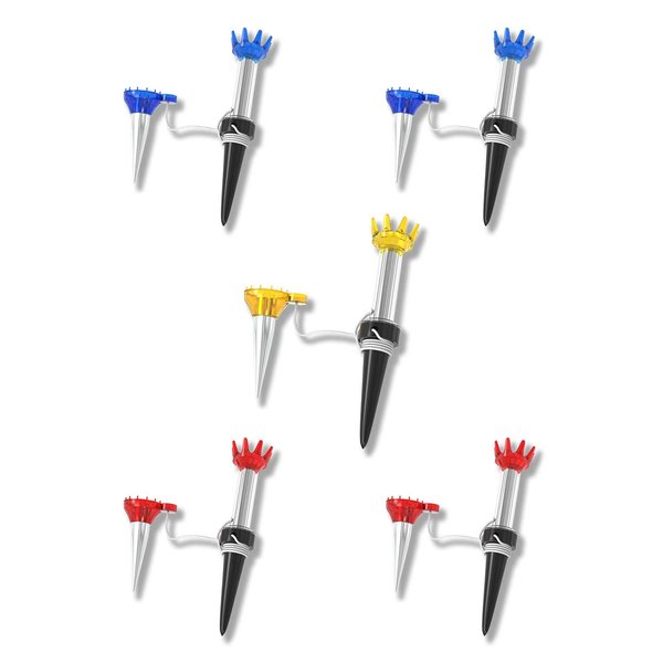 VISUALIZE Beak Eco Tee – Reusable Magnetic Golf Tee for Enhanced Drive Distance & Iron Shot Precision (5-Pack) Red, Blue