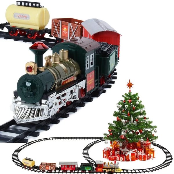 Electric Train Set Toy Classsic Christmas Train Sets Toddlers Train Toys with Sound and Lights