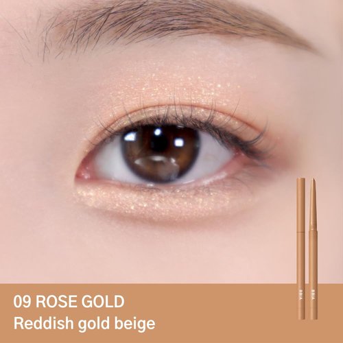 BBIA Last Auto Gel Eyeliner 15 Colors – Multi-Use Longwear & Waterproof Eyeliner, Easy Drawing with Smooth Texture, Smudge-Resistant, Shadow & Glitter Eye Liner, Korea Eye Makeup (09 ROSE GOLD)