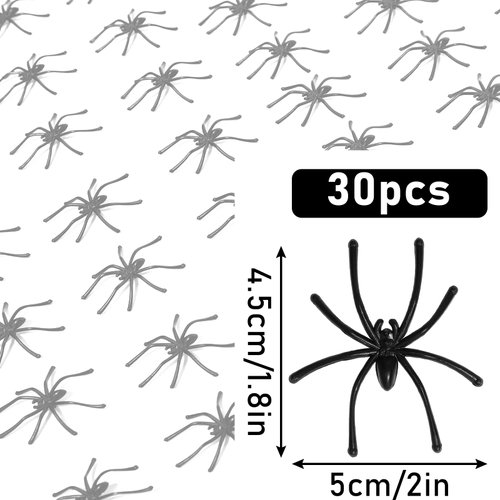 120 Pieces Halloween Plastic Spiders Small Fake Plastic Spiders Realistic Plastic Spider Toys Terror Funny Prank Props for Home and Party Decorations, 2 x 1.8 Inches(Black)