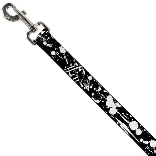 Dog Leash Splatter Black White 4 Feet Long 0.5 Inch Wide