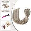 EYEFULL STELL Clip in Human Hair Extensions 22inch 120g 7PCS Ash Brown Highlights Platinum Blonde Remy Natural Straight Invisible Double Weft Clip ins Real 100% Human Hair Extensions Clip on Hair
