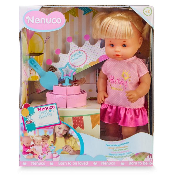 Nenuco Happy Birthday - Baby Doll with Birthday Cake, Cute Dress, Birthday Crown, 14.5 cm