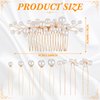 9 Pieces Pearl Bride Wedding Hair Comb Pearl Hair Pins Set Bridal Side Comb U Shape Bridal Hair Clip Pearl Bobby Pins Updos Hair Piece Wedding Hair Accessories for Women Girls (Gold, Elegant Style)