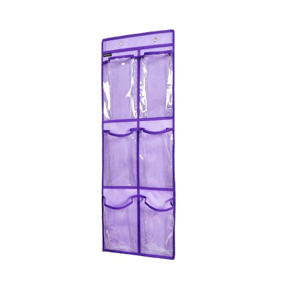 ANZORG Over The Door Shoe Storage with Shoe Rack Hanging Closet Shoes Holder Organizer with 6 Clear Pockets (6 Pockets-Purple)