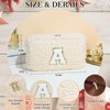 YOOLIFE Brithday Gifts for Women, Monogram Cosmetic Bag Letter Toiletry Travel Bag Teen Girls Gifts Trendy Stuff Daughter Gifts Girlfriend Gifts Birthday Gifts Christmas Gifts for Women (White M)