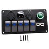 Disscool 5 Gang Switch Panel with Automatic Reset Horn 12V/24V, 5 Position Toggle Switch Engine Start Anderson Dual USB Charger with Digital Display Voltmeter for Car Trailer